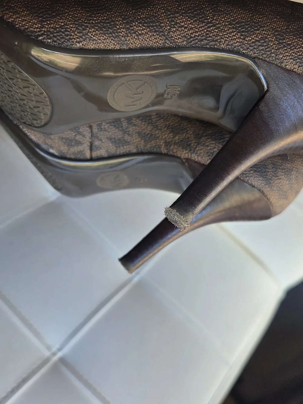 Michael Kors Brown Monogram Pointed-Toe Pumps